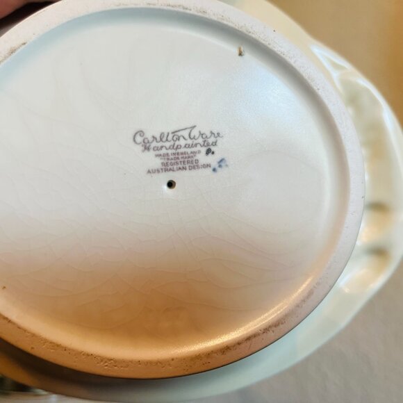 Vintage 1950s CarltonWare Hand Painted Hazelnut Footed Bowl Cottagecore Boho - Picture 7 of 9